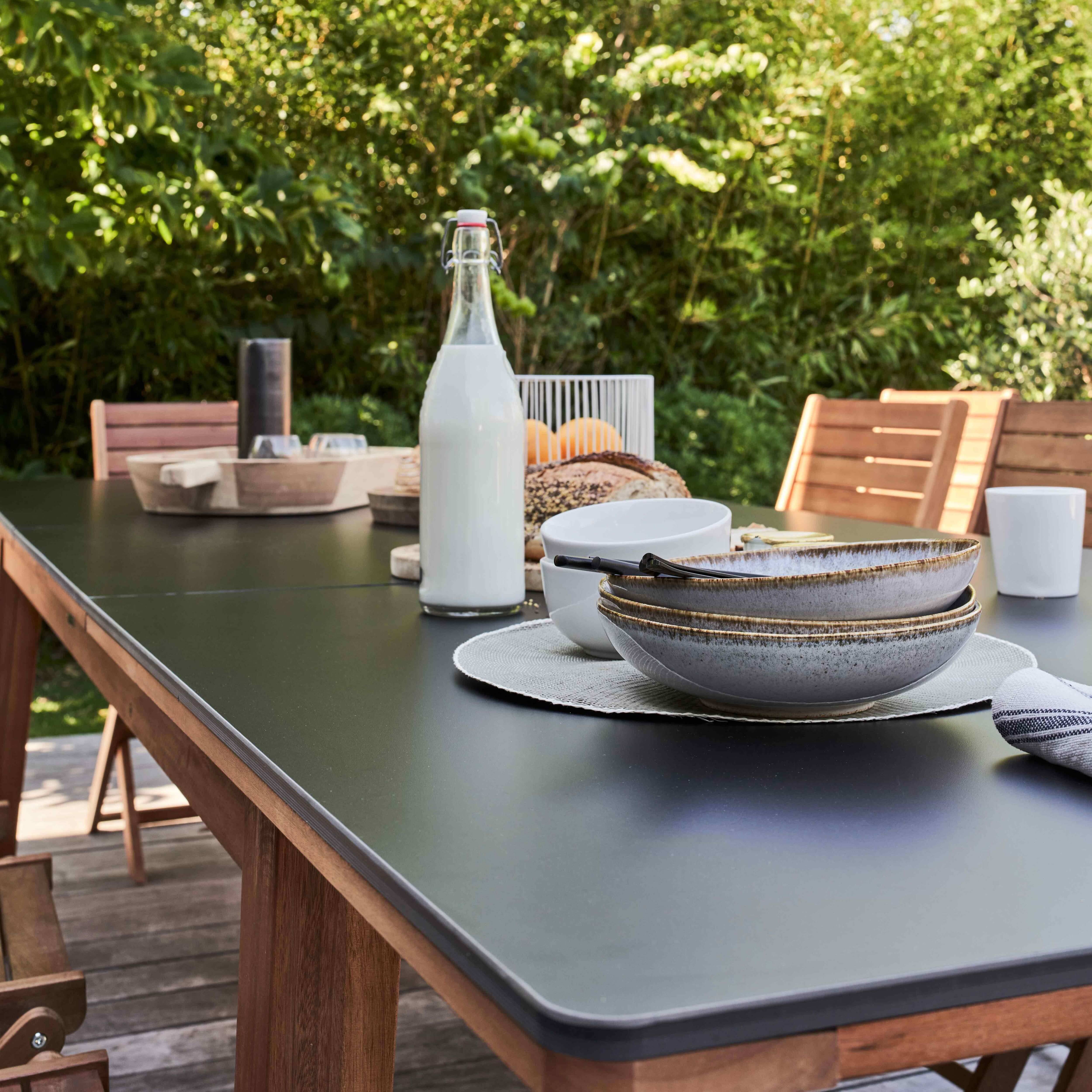 Oviala - Ensemble table de jardin extensible en eucalyptus avec 10 assises Arles - Oviala - Imagen 5