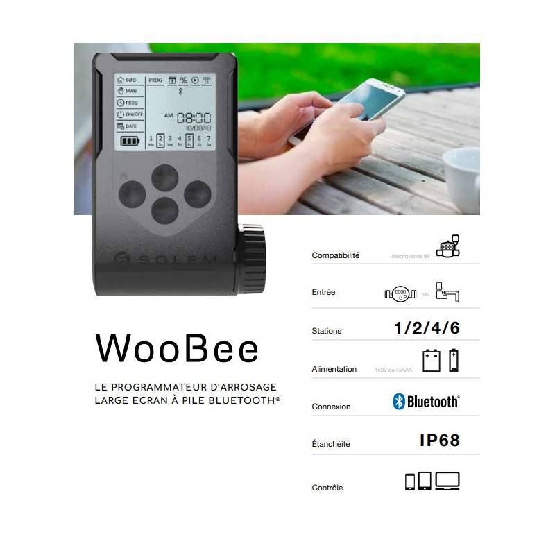 Solem - Programmateur d'arrosage à pile bluetooth 6 stations WOOBEE-6 Solem - Imagen 2
