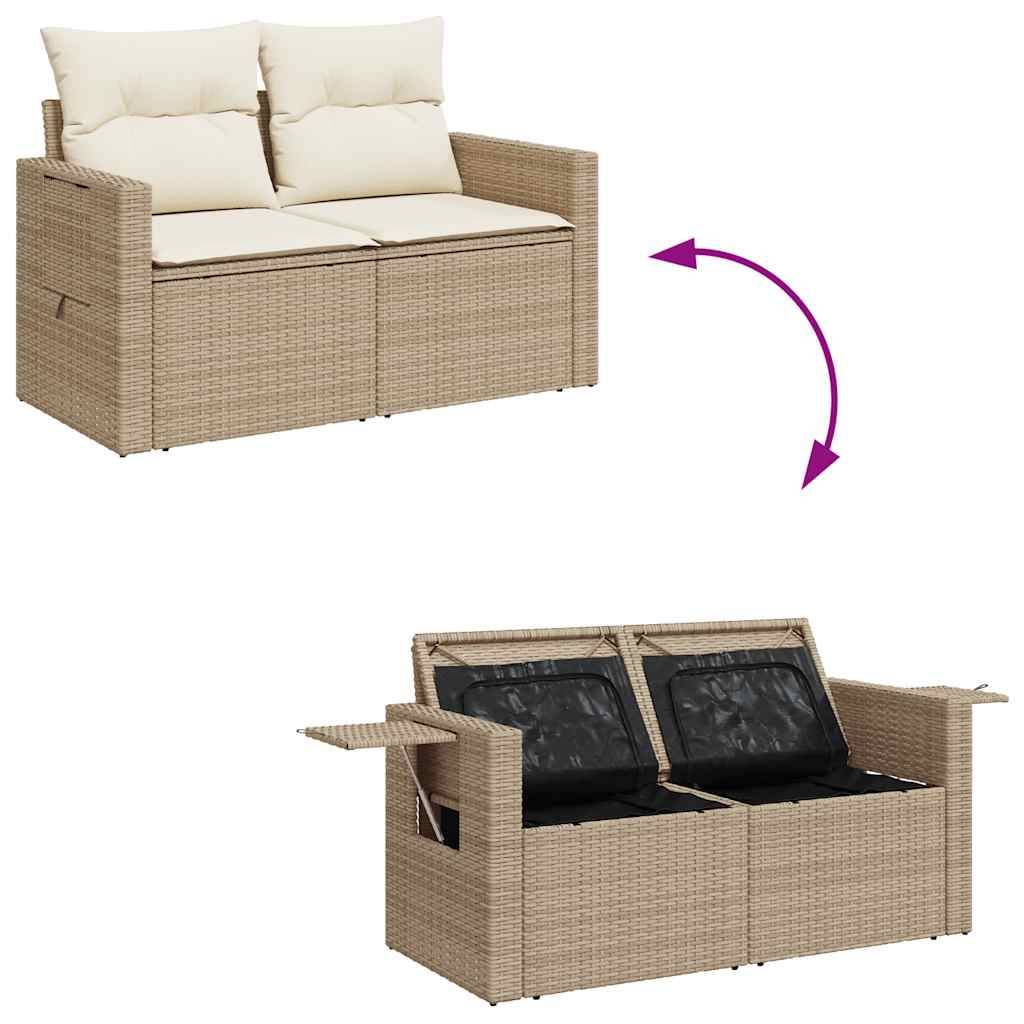 Ensemble salon de jardin 8 personnes résine tressée avec coffres et table ajustable Beige – ComfortXL Outdoor Living - Image 10