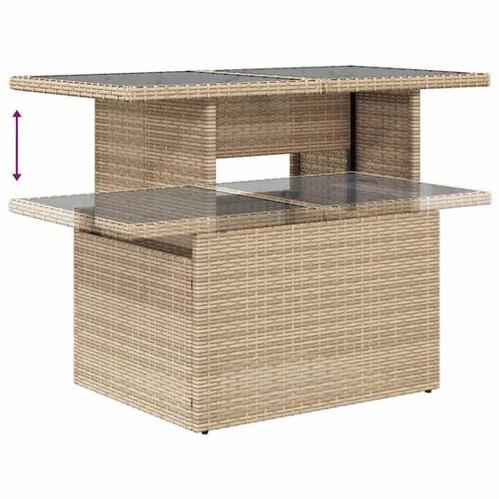 Ensemble salon de jardin 8 personnes résine tressée avec coffres et table ajustable Beige – ComfortXL Outdoor Living - Image 4