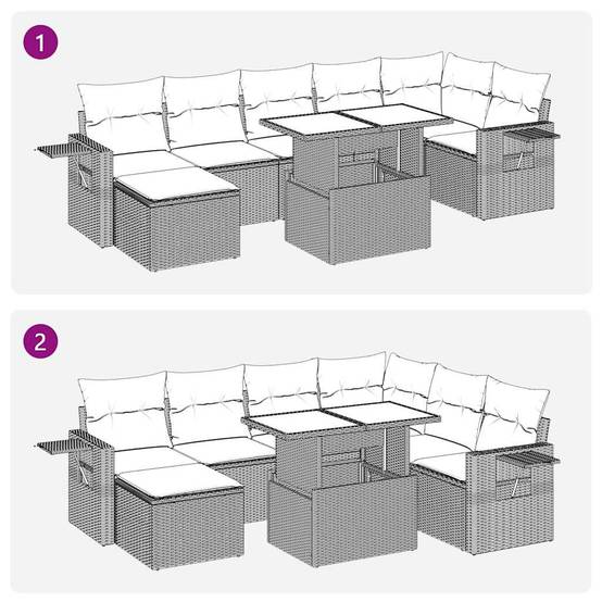 Ensemble salon de jardin 8 personnes résine tressée avec coffres et table ajustable Beige – ComfortXL Outdoor Living - Image 5