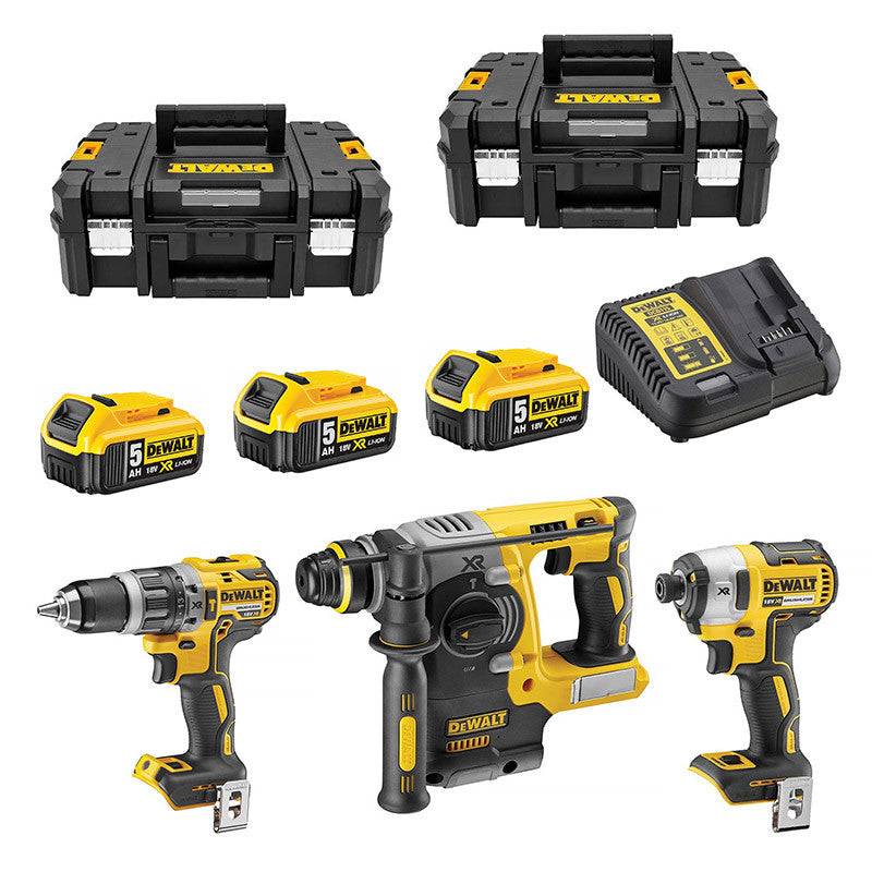 Pack 3 outils 18V DEWALT DCK368P3T-QW : perceuse-visseuse à percussion DCD796, perforateur SDS-plus DCH273 et visseuse à choc DCF887 avec 2 coffrets e - Image 1