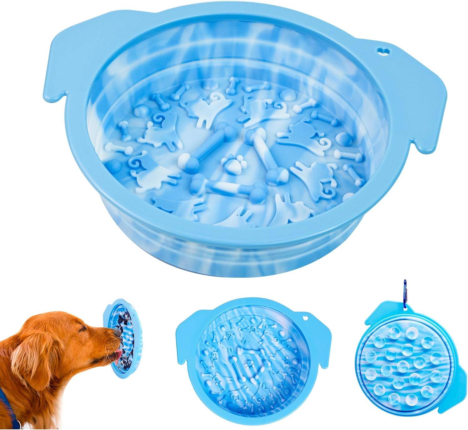 Vendos85 - Gamelle pour Chien Anti Glouton Silicone bleu Vendos85