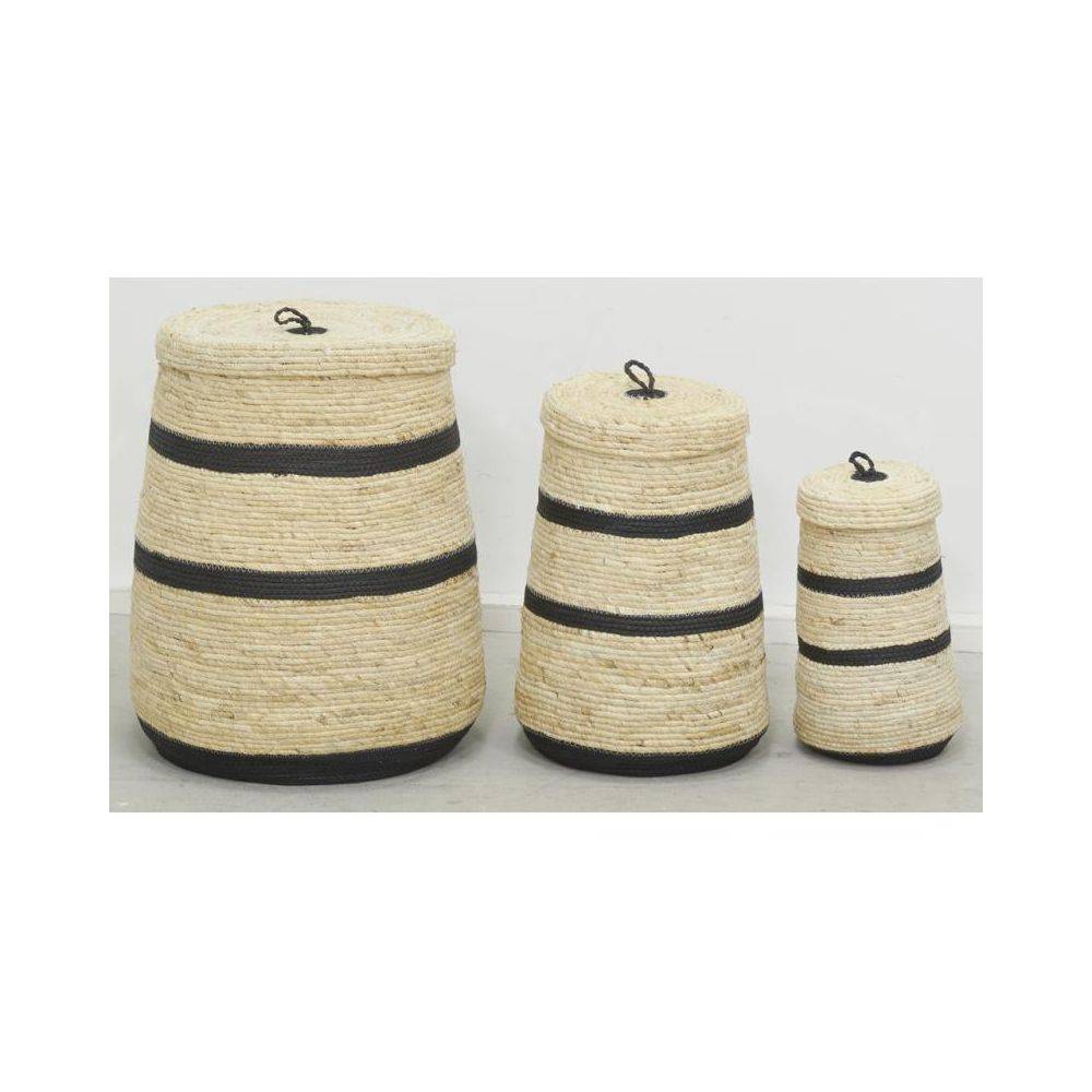 Aubry Gaspard - Coffres de rangement en maïs naturel et noir (lot de 3) - Imagen 3