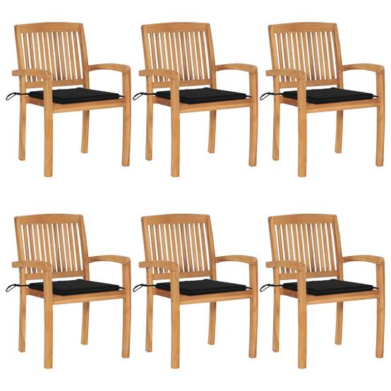 Chaises de jardin empilables teck solide noir 60 x 57.5 x 90 cm, Poids :60.22kg - PANGIVO - Image 1