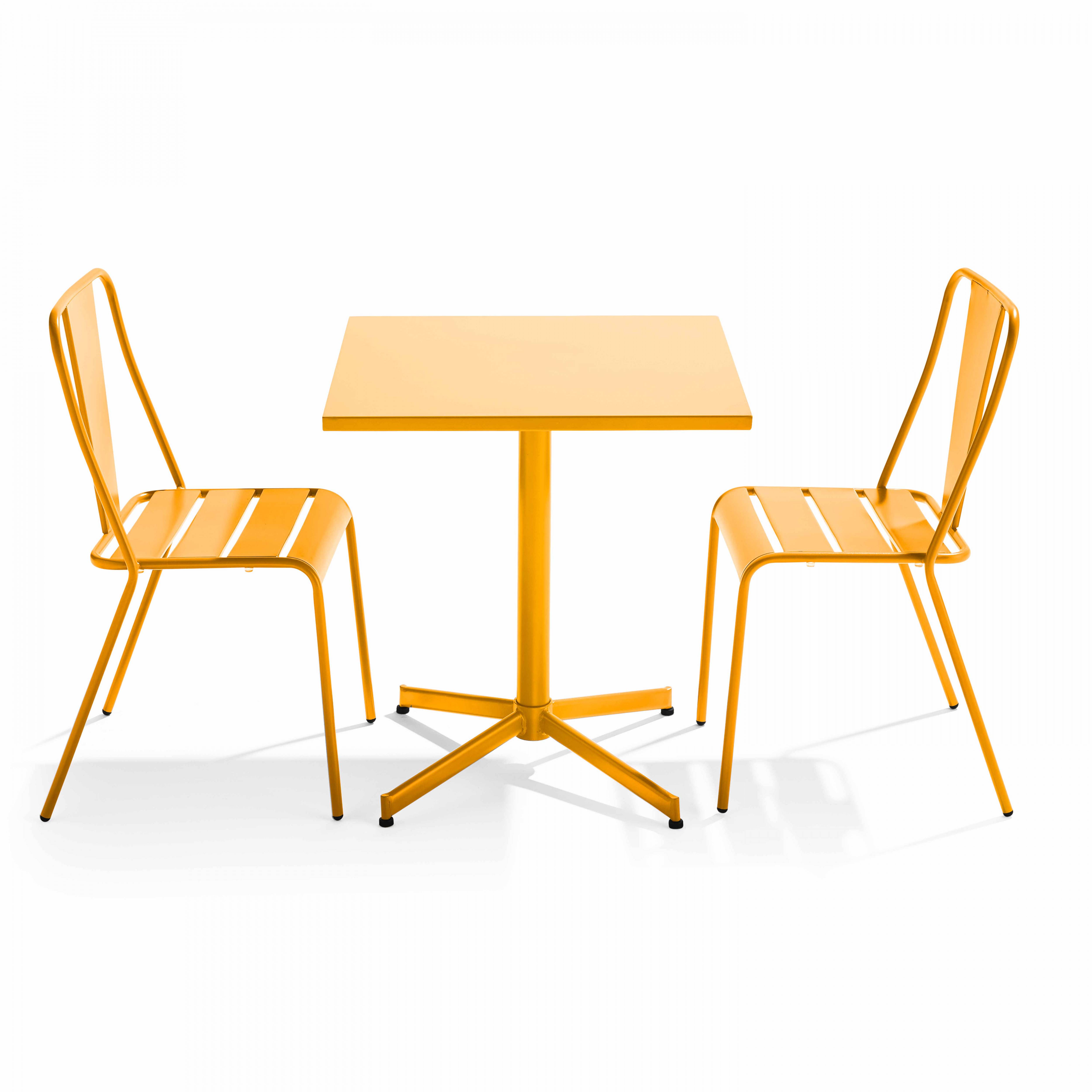 Oviala - Ensemble table inclinable de jardin et 2 chaises jaune Palavas - Oviala - Image 1