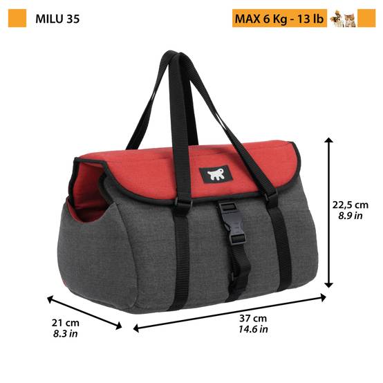 Ferplast - Ferplast Sac de Trasport pour Chat MILU', Caisse de transport Chat, Sac de Transport Chien, Bandoulière réglable, Sangle de sécurité, jusqu'à 6 Kg, 37 - Imagen 2