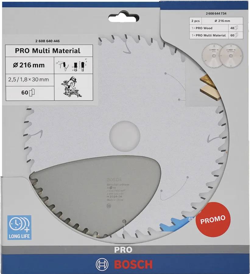Lot de 2 lames de scie circulaire PRO pour bois et matériaux multiples 216 mm - BOSCH - 2608644734 - Image 4