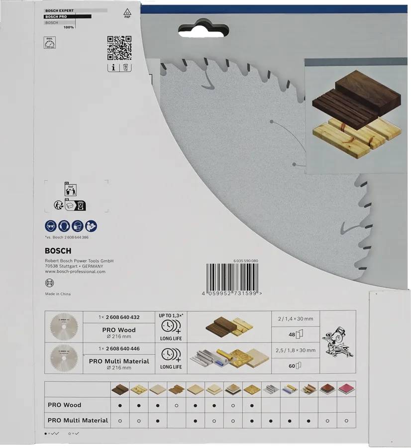 Lot de 2 lames de scie circulaire PRO pour bois et matériaux multiples 216 mm - BOSCH - 2608644734 - Image 5