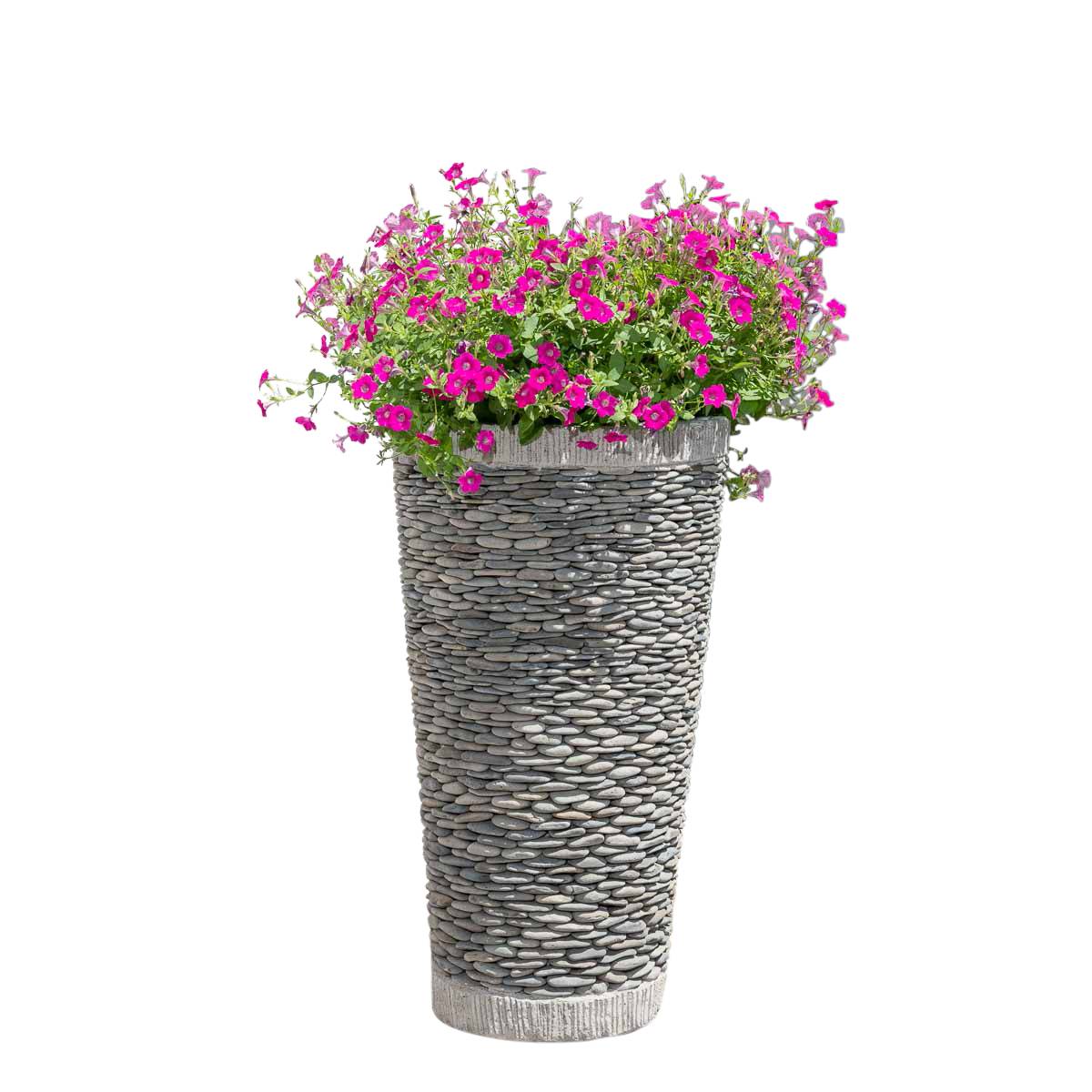 Wanda COLLECTION - Pot bac jardinière conique galet 80cm jardin extérieur zen