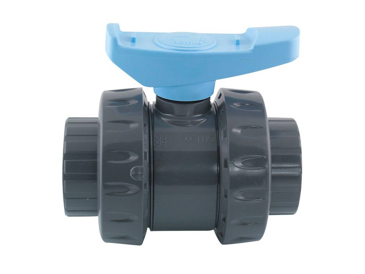 Fitt - Vanne double union poignée bleue PVC pression Astore Ø 63 mm - Fitt