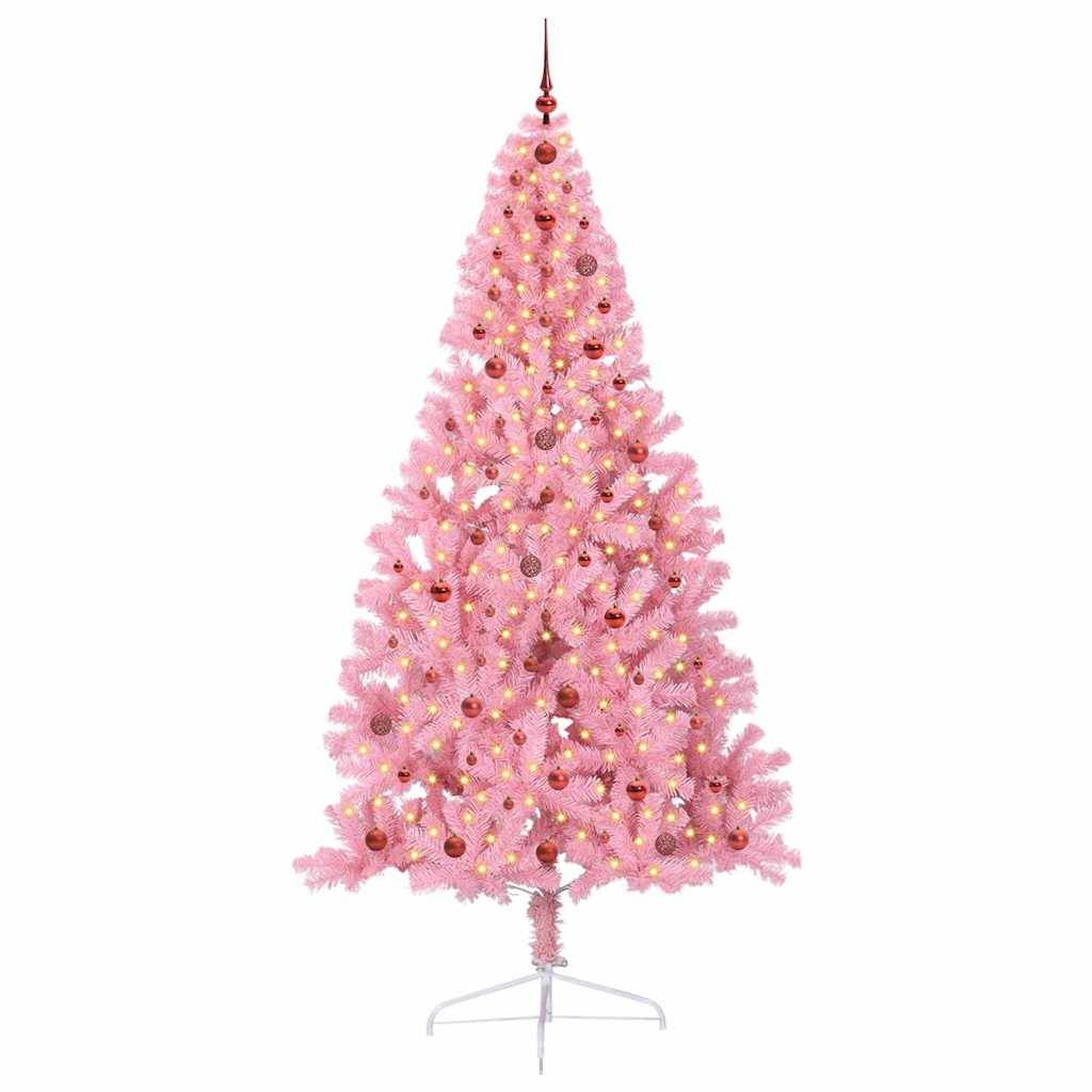 Vidaxl - Sapin de Noël artificiel pré-éclairé Rose 240 cm PVC vidaXL 3397102 - Image 4