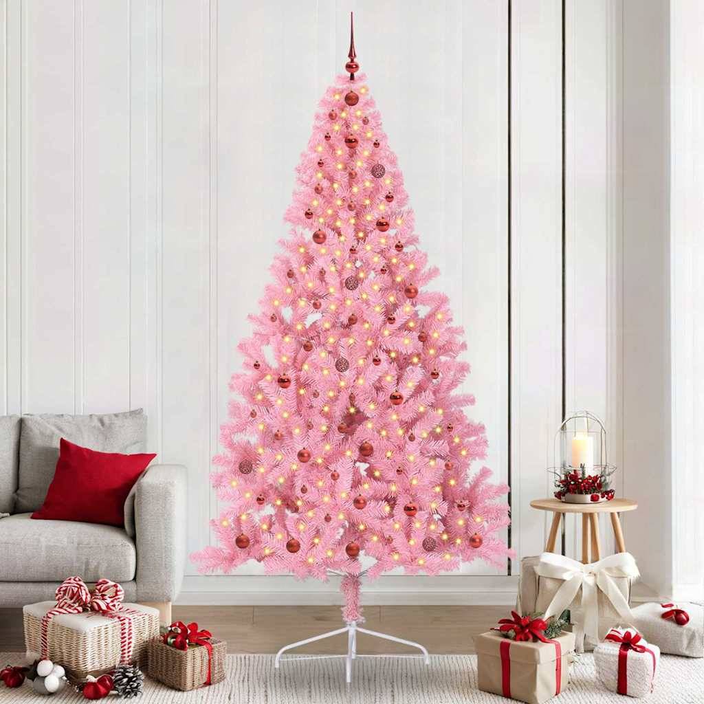 Vidaxl - Sapin de Noël artificiel pré-éclairé Rose 240 cm PVC vidaXL 3397102 - Image 1
