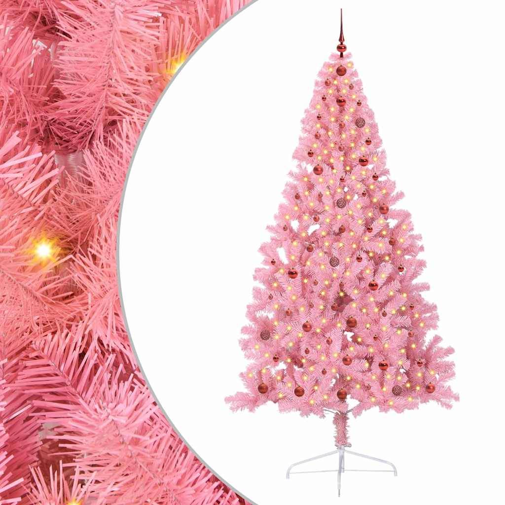 Vidaxl - Sapin de Noël artificiel pré-éclairé Rose 240 cm PVC vidaXL 3397102 - Image 2