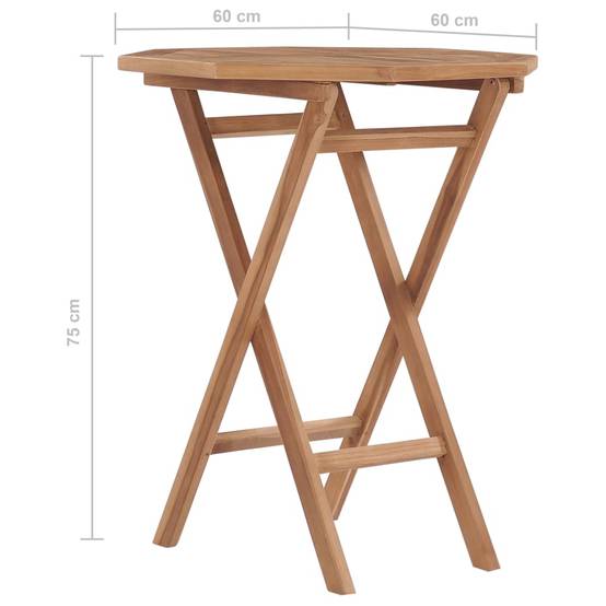 Table pliable jardin bois de teck 60 x 60 x 75 cm, Poids :8.9kg - PANGIVO - Image 7
