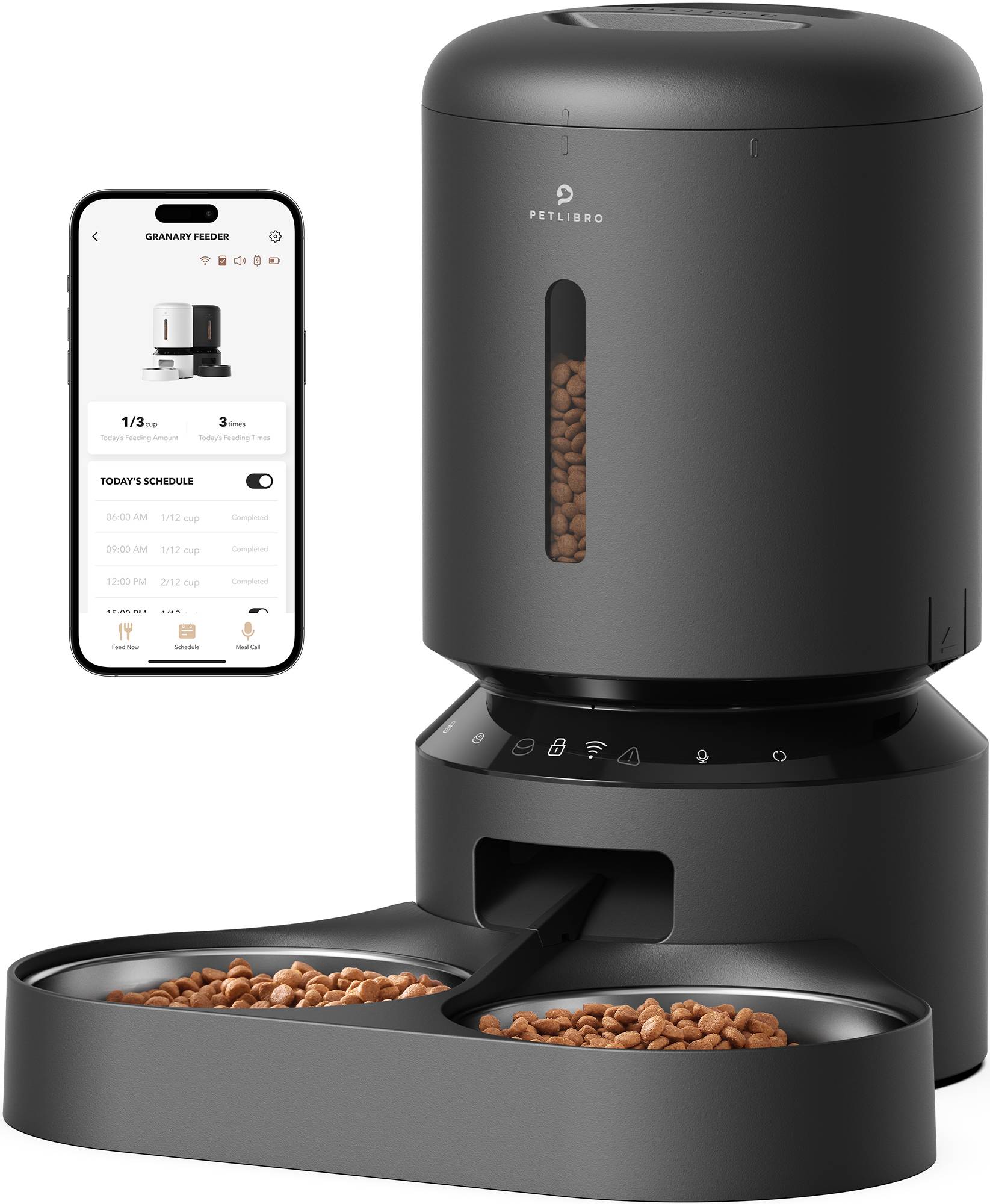 Petlibro Granary Distributeur de croquettes automatique WiFi double Noir - Image 1