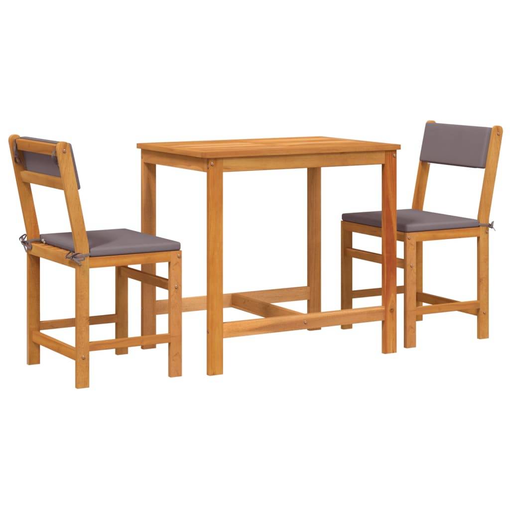 Ensemble de 3pcs balcon - Salon De Jardin - Mobilier extérieur avec coussins bois massif d'acacia MI451 - Image 1