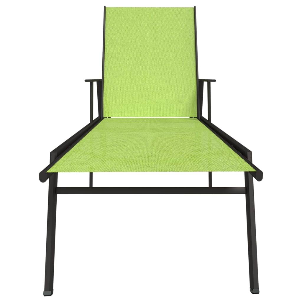 Helloshop26 - Transat chaise longue bain de soleil lit de jardin terrasse meuble d'extérieur acier et tissu textilène vert - Imagen 2