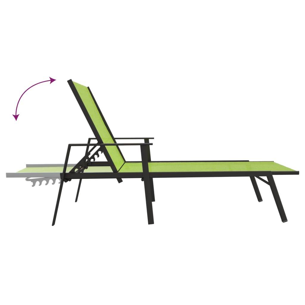 Helloshop26 - Transat chaise longue bain de soleil lit de jardin terrasse meuble d'extérieur acier et tissu textilène vert - Imagen 6