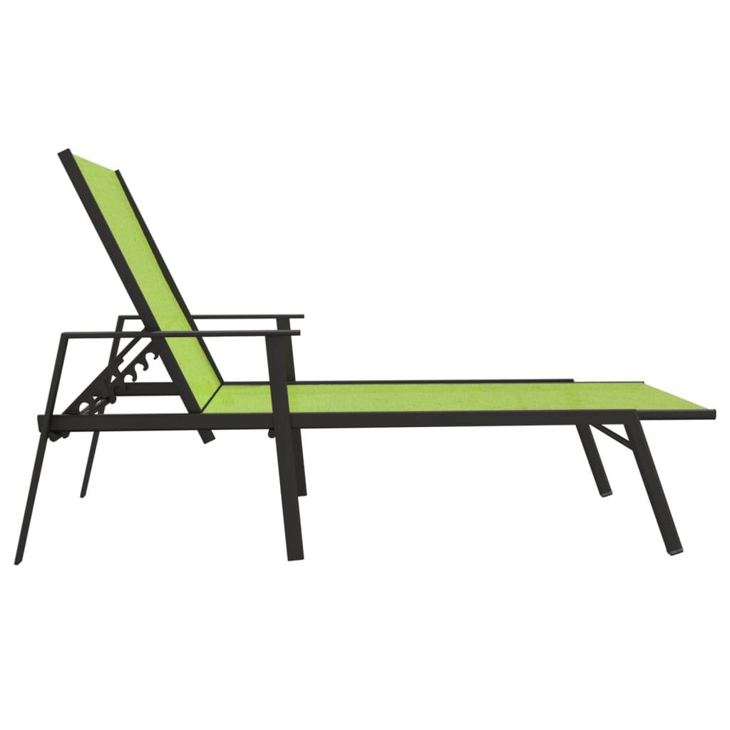 Helloshop26 - Transat chaise longue bain de soleil lit de jardin terrasse meuble d'extérieur acier et tissu textilène vert - Imagen 4