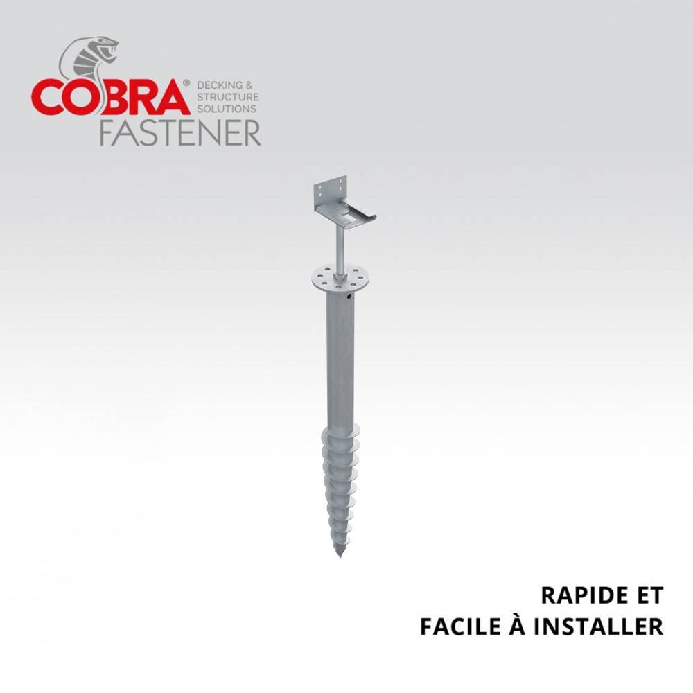 Vis de Fondation SPIRAL - Pour Terrasse - Hauteur : 80cm - Support en L inclus - Fixation Sans Beton - Imagen 2