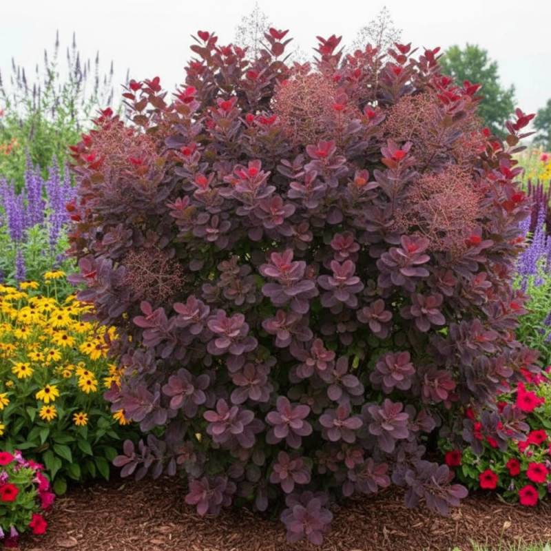 Arbre à perruque Royal Purple, Cotinus à fleurs Blanche - feuillage Caduc - Pot de 7,5L - 80/100 cm-  hauteur à maturité De 2,50 m à 3,00 m - Image 9