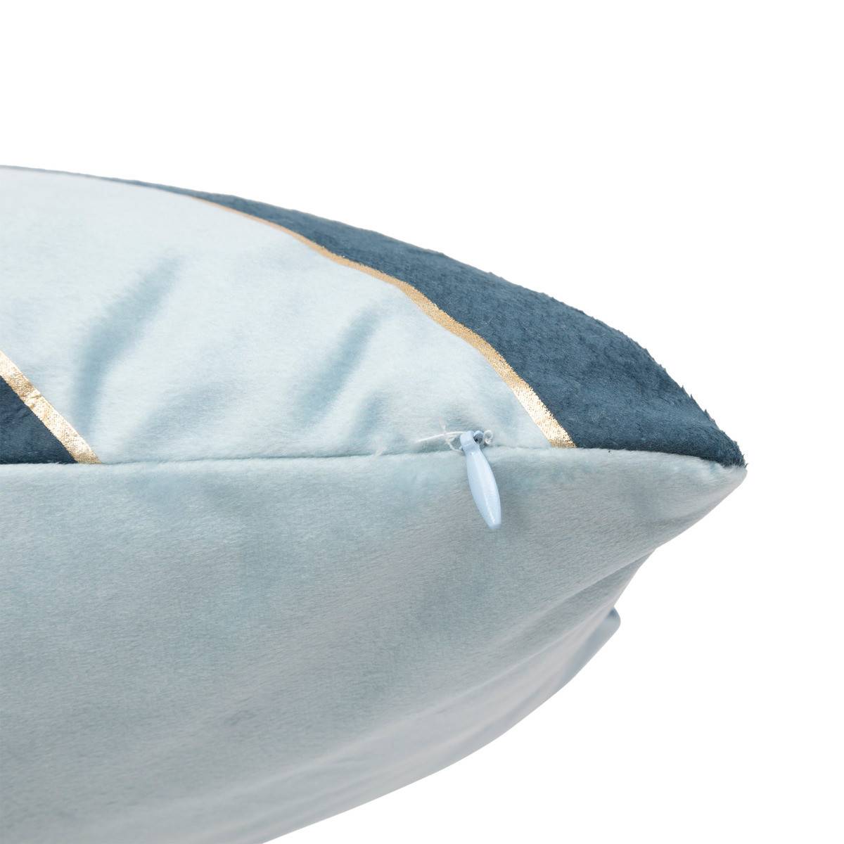 Atmosphera - Coussin décoratif Velours Bleu 2 tons avec bande dorée 30 x 50 cm - Imagen 3