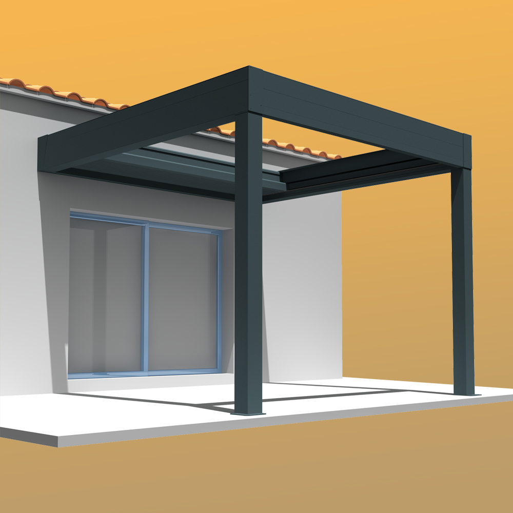 Intersun - Pergola rétractable HYLIA 4,50x4,109 M Motorisé à Télécommande (Gris Anthracite) - INTERSUN - Imagen 3