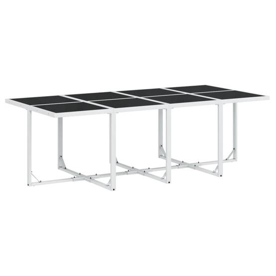 Grand Salon de Jardin 9 Pièces Acier Blanc et Textilène Table Verre 220cm Chaises Pliantes – ComfortXL Outdoor Living - Image 3