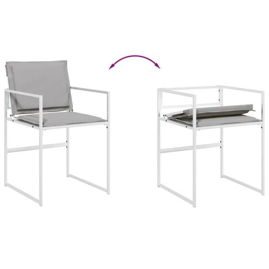 Grand Salon de Jardin 9 Pièces Acier Blanc et Textilène Table Verre 220cm Chaises Pliantes – ComfortXL Outdoor Living - Image 6