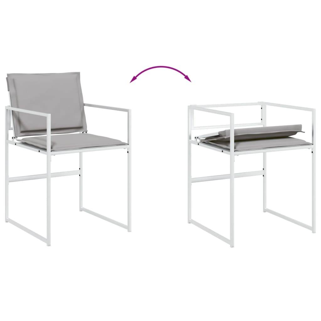 Grand Salon de Jardin 9 Pièces Acier Blanc et Textilène Table Verre 220cm Chaises Pliantes – ComfortXL Outdoor Living - Image 6