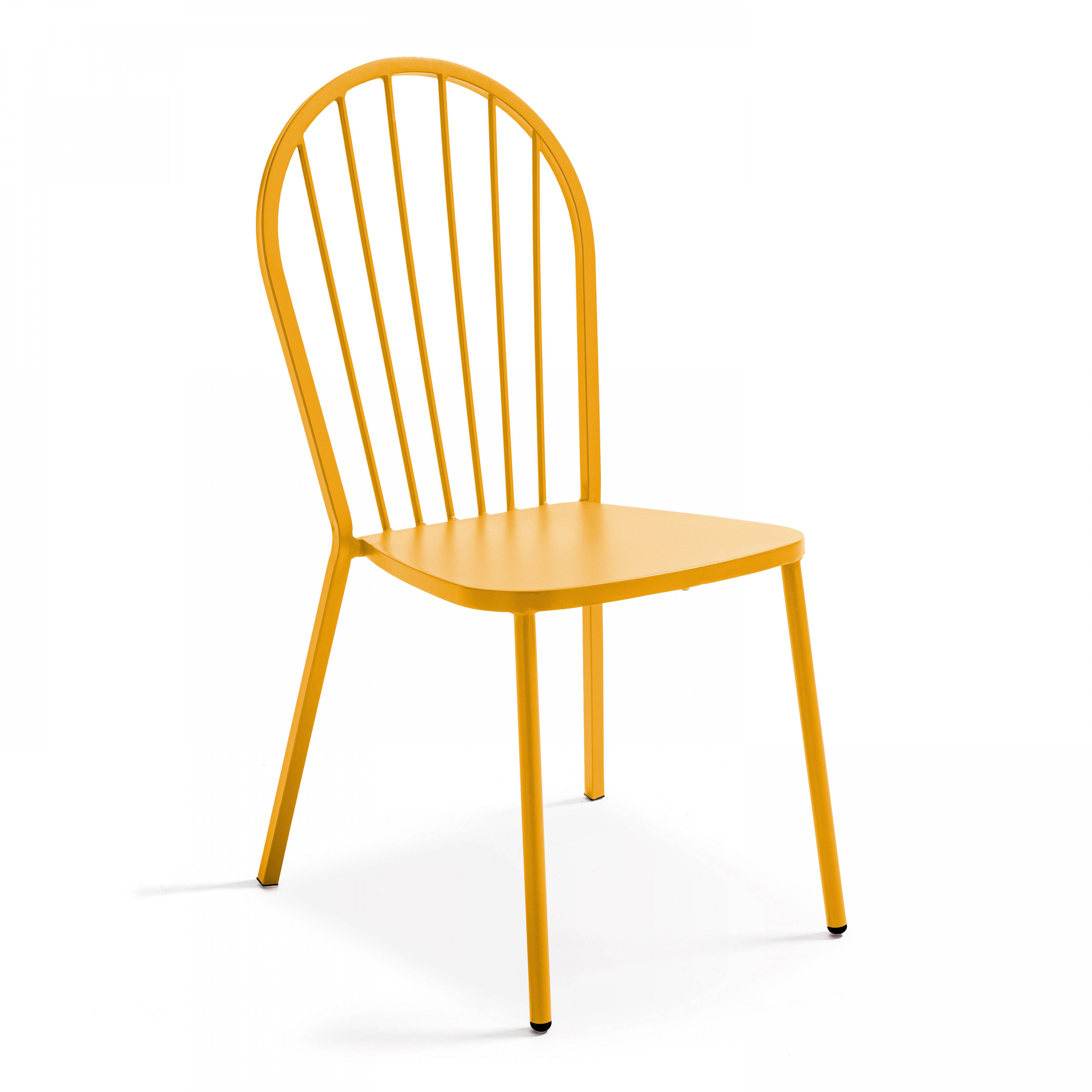 Oviala - Ensemble table de jardin bistrot et 2 chaises en acier jaune Palavas - Oviala - Imagen 4