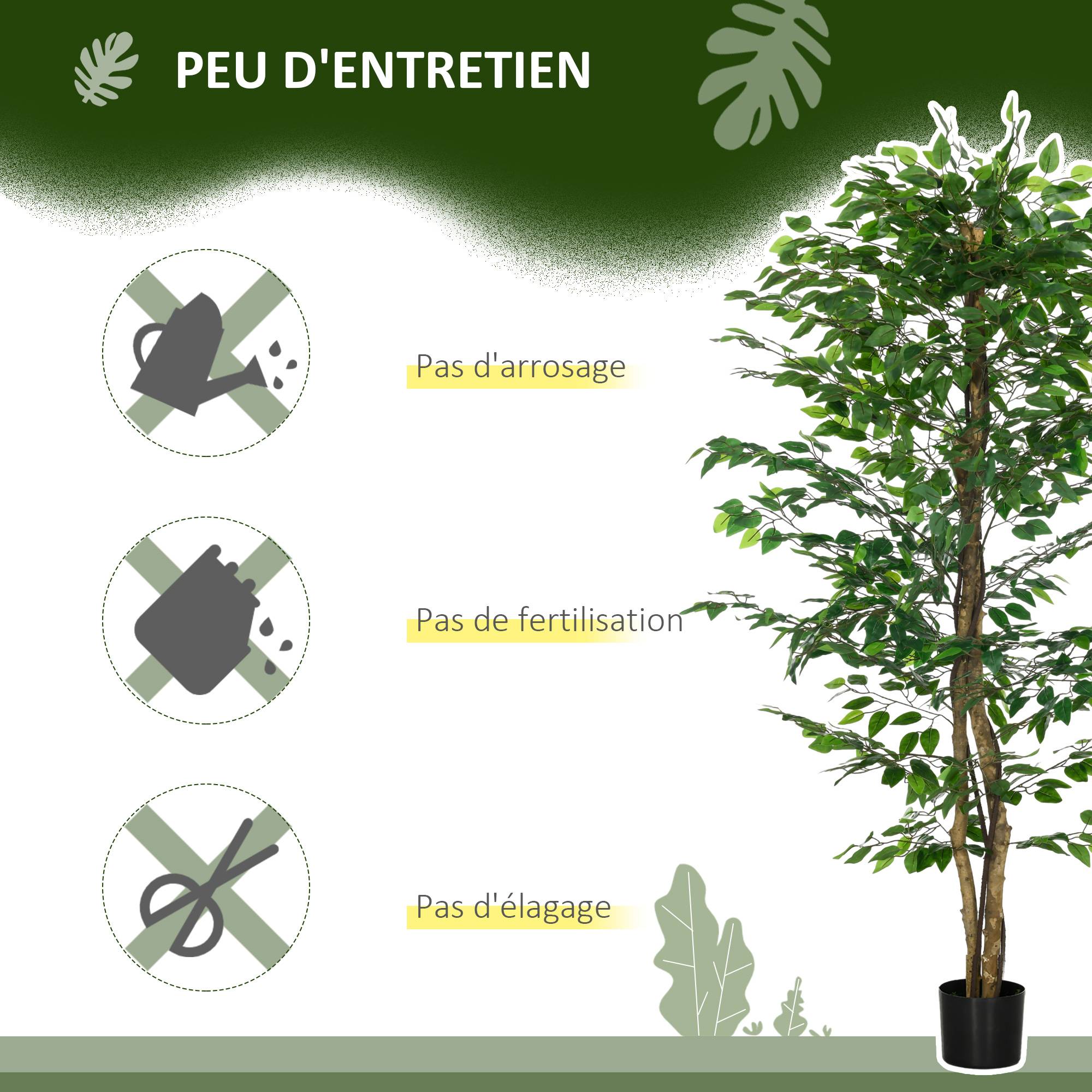 ComfortXL - Arbre Artificiel Ficus Plastique PEVA Déco Intérieur Feuillage Dense 180cm Vert - ComfortXL Outdoor Living - Image 7