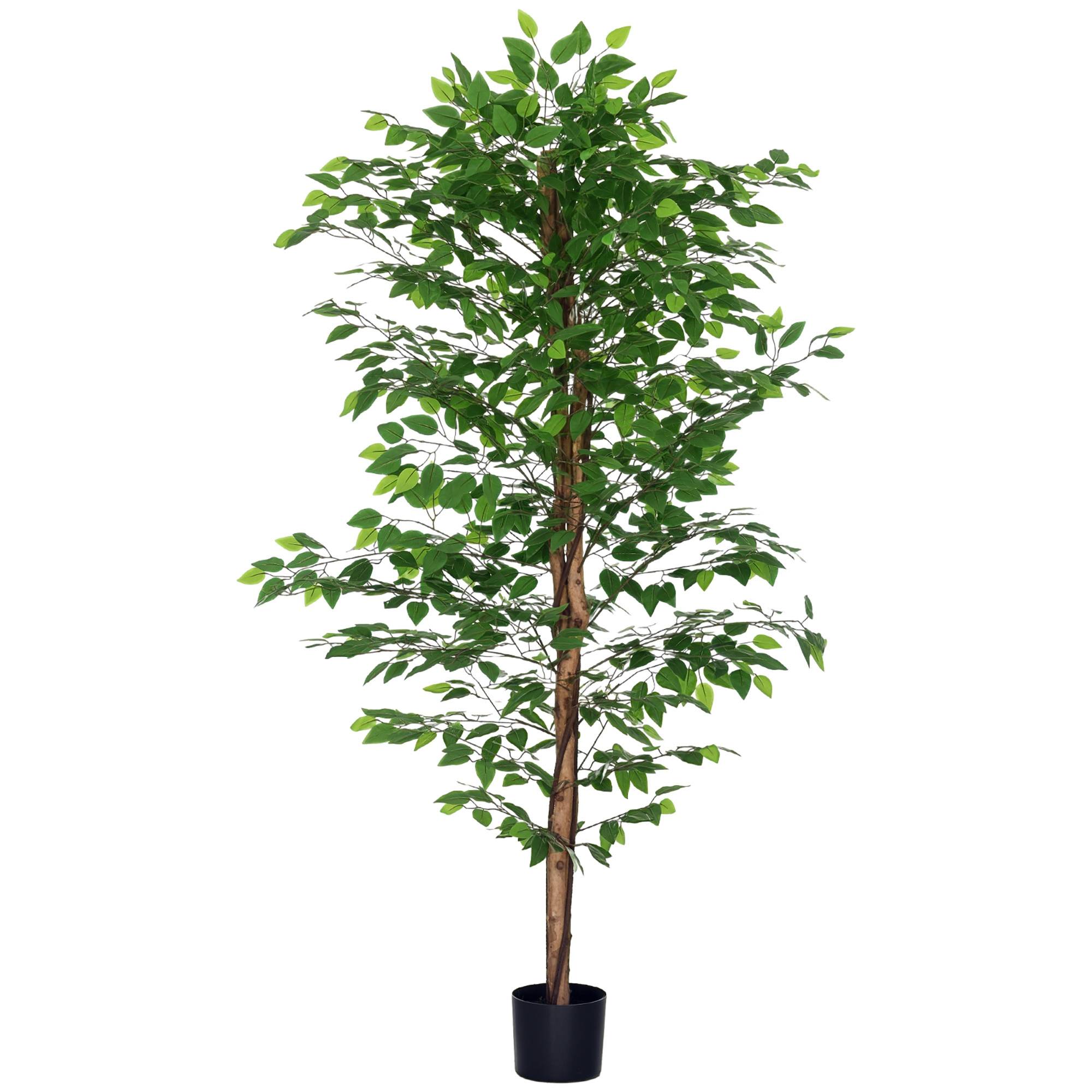 ComfortXL - Arbre Artificiel Ficus Plastique PEVA Déco Intérieur Feuillage Dense 180cm Vert - ComfortXL Outdoor Living - Image 1