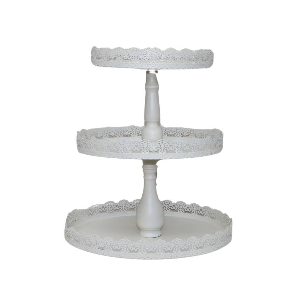 Chemin De Campagne - ~ Plateau à 3 étages pour gateaux en zinc blanc 35 x 28 x 4 cm Chemin de campagne