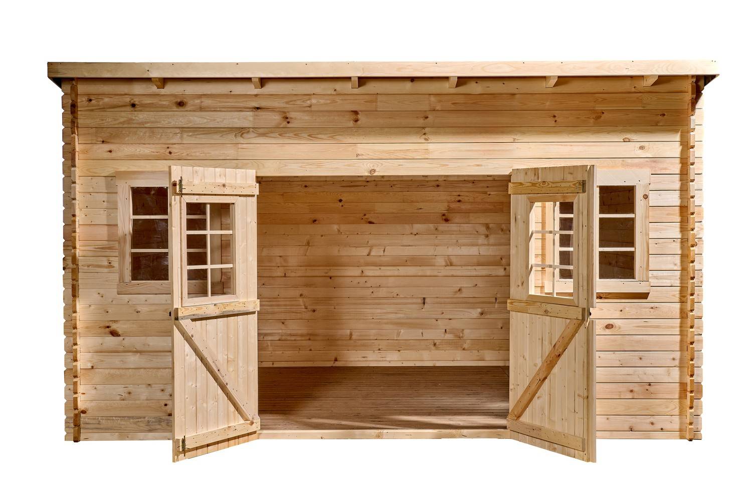Habrita - Abri Madriers bois massif toit mono pente multidirectionnel  / 28 mm / surface extérieure : 17,33 m2 - Imagen 1