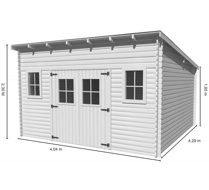 Habrita - Abri Madriers bois massif toit mono pente multidirectionnel  / 28 mm / surface extérieure : 17,33 m2 - Imagen 3