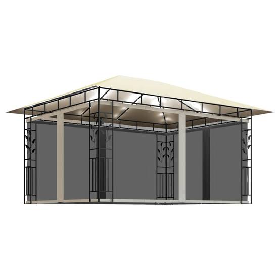 Tonnelle Aluminium Crème avec Moustiquaire et LED 4 x 3 x 2.73 m - PANGIVO - Image 2