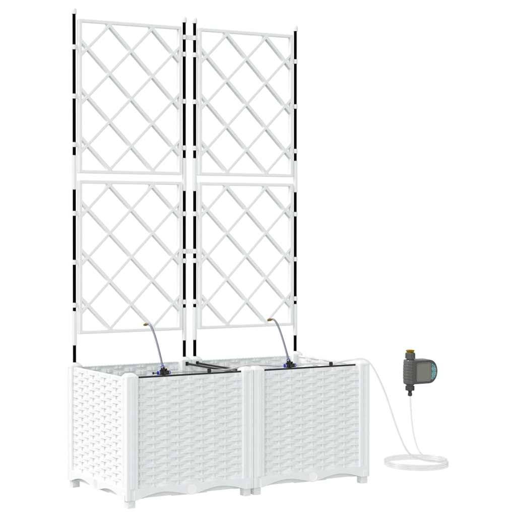 Cache-pot de jardin 2 pcs | Bac à fleurs Blanc Acier - Image 1