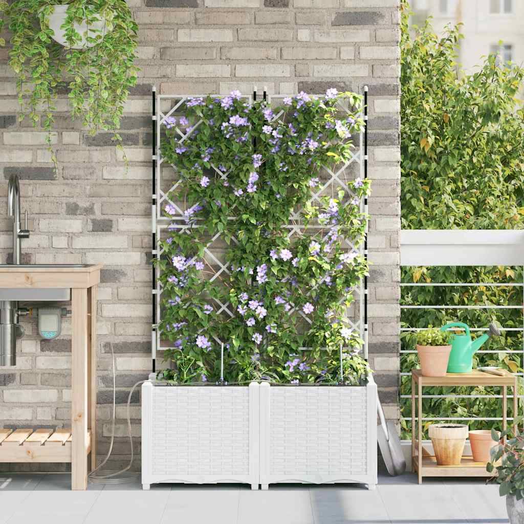 Cache-pot de jardin 2 pcs | Bac à fleurs Blanc Acier - Image 3