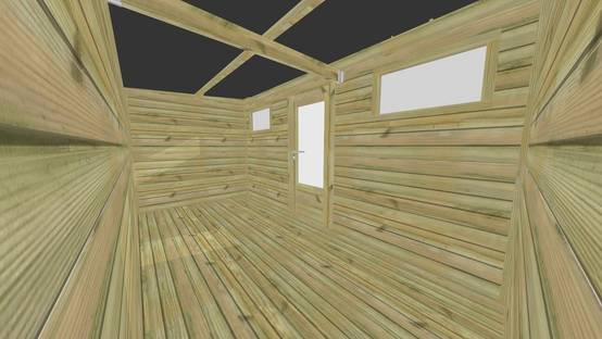 ABRI DE JARDIN bois autoclave 27mm - 6,34x2,14m / 14m2 - Bac acier - Plancher bois - Image 5