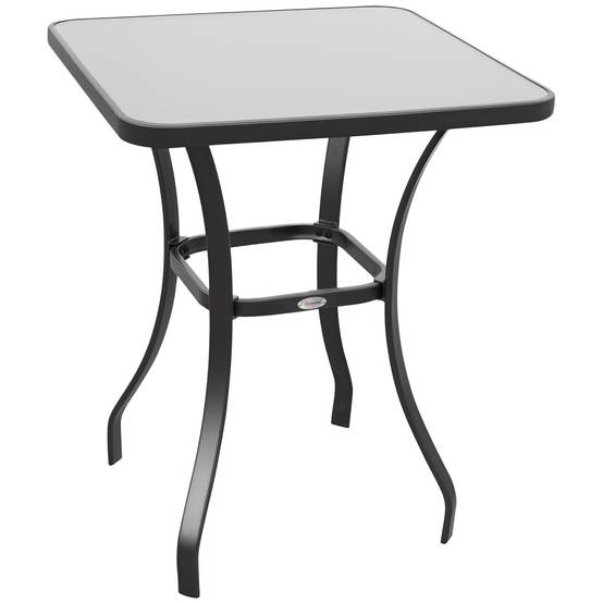 ComfortXL - Table de jardin bistrot métal noir verre trempé 68,5 x 68,5 x 84 cm balcon terrasse - ComfortXL Outdoor Living - Image 1