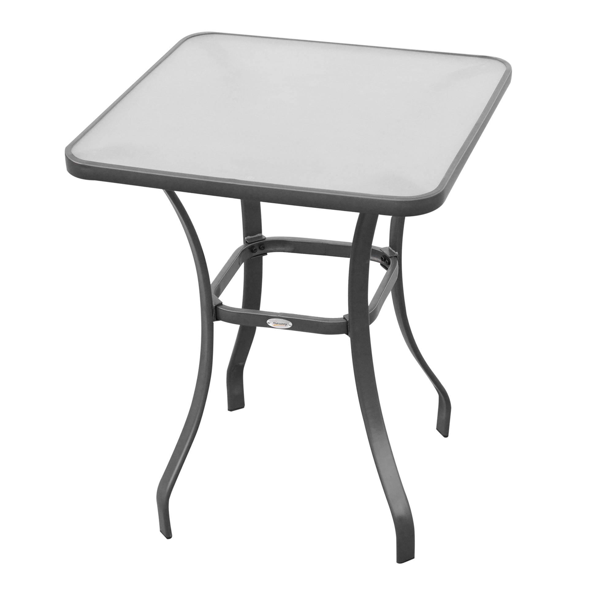 ComfortXL - Table de jardin bistrot métal noir verre trempé 68,5 x 68,5 x 84 cm balcon terrasse - ComfortXL Outdoor Living - Image 2
