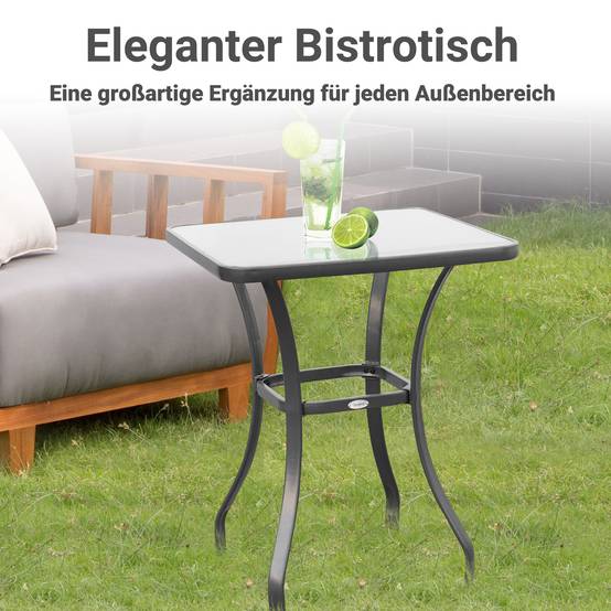 ComfortXL - Table de jardin bistrot métal noir verre trempé 68,5 x 68,5 x 84 cm balcon terrasse - ComfortXL Outdoor Living - Image 5