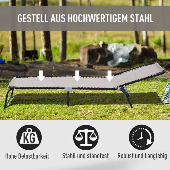 Transat terrasse pliable 4 positions robuste charge 120kg usage extérieur crème - Image 5