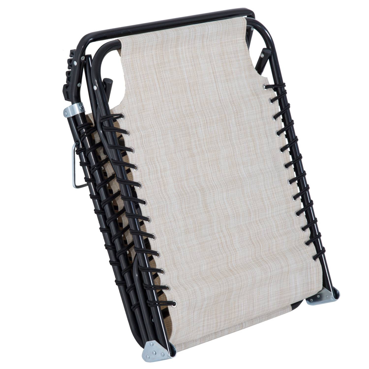 Transat terrasse pliable 4 positions robuste charge 120kg usage extérieur crème - Image 8
