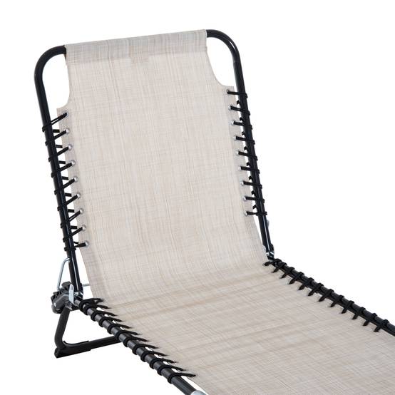 Transat terrasse pliable 4 positions robuste charge 120kg usage extérieur crème - Image 9