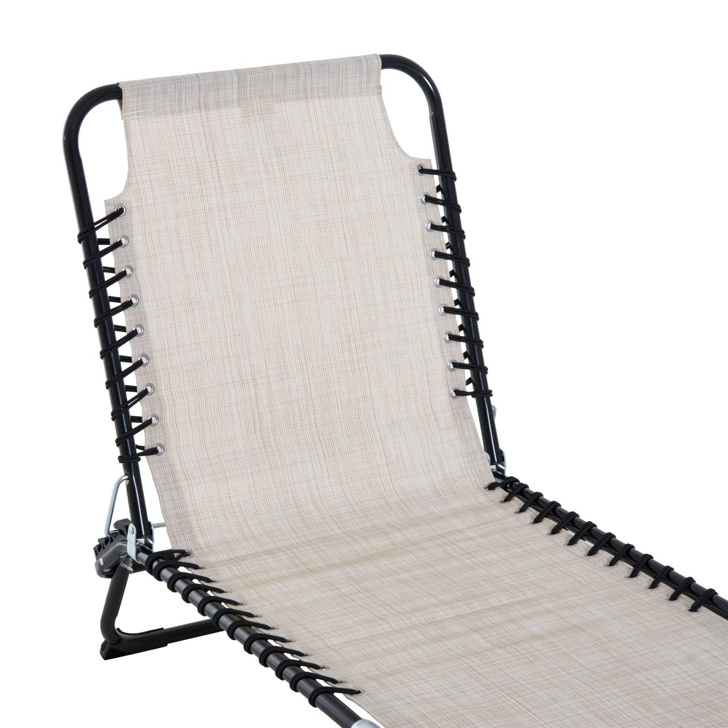 Transat terrasse pliable 4 positions robuste charge 120kg usage extérieur crème - Image 9