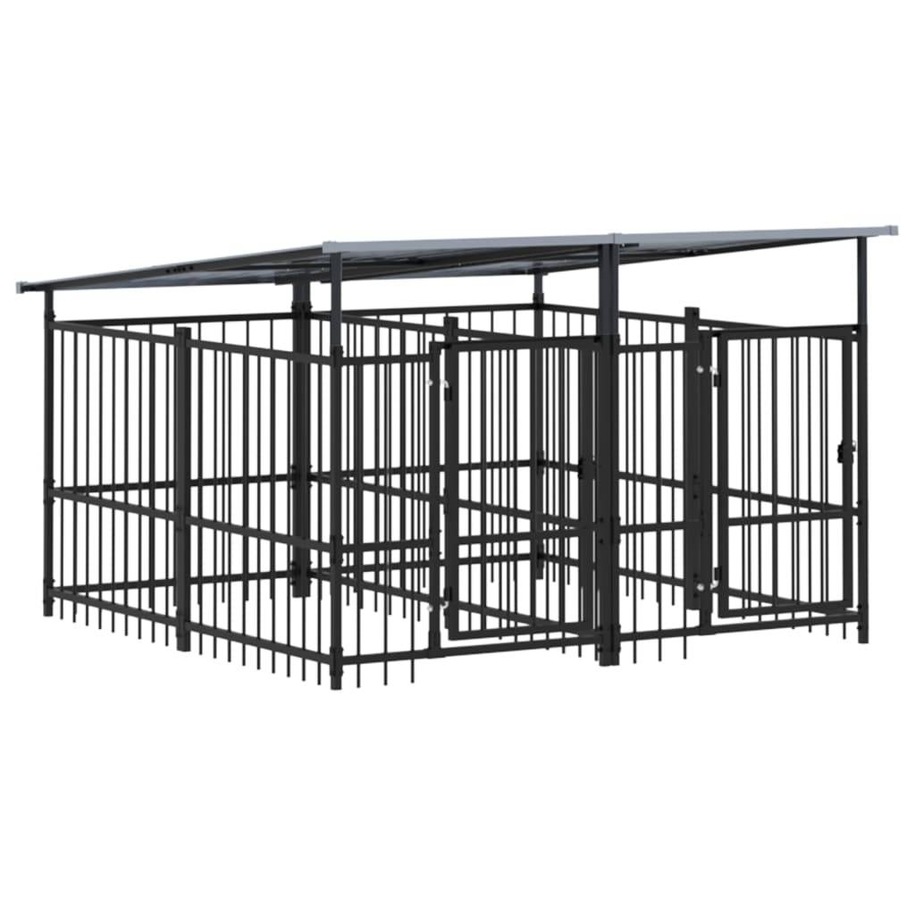 Vidaxl - Chenil d'extérieur avec toit pour chiens Acier 3,75 m² vidaXL 3124589 - Imagen 2