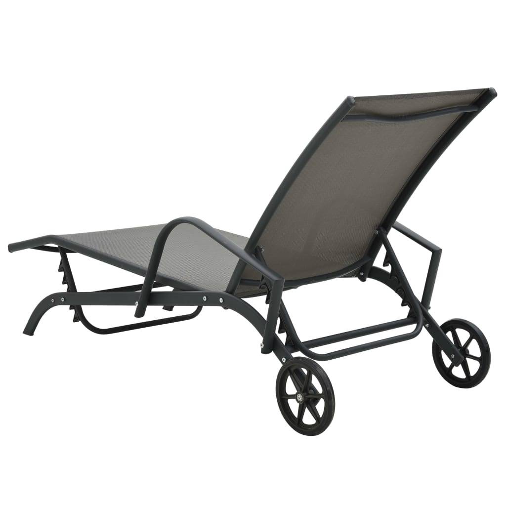 Helloshop26 - Transat chaise longue bain de soleil lit de jardin terrasse meuble d'extérieur acier et textilène - Imagen 5